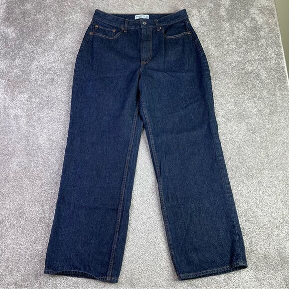 Abercrombie & Fitch Jeans Women's 30 Blue Straight Loose High Rise Dark Denim - Picture 1 of 12